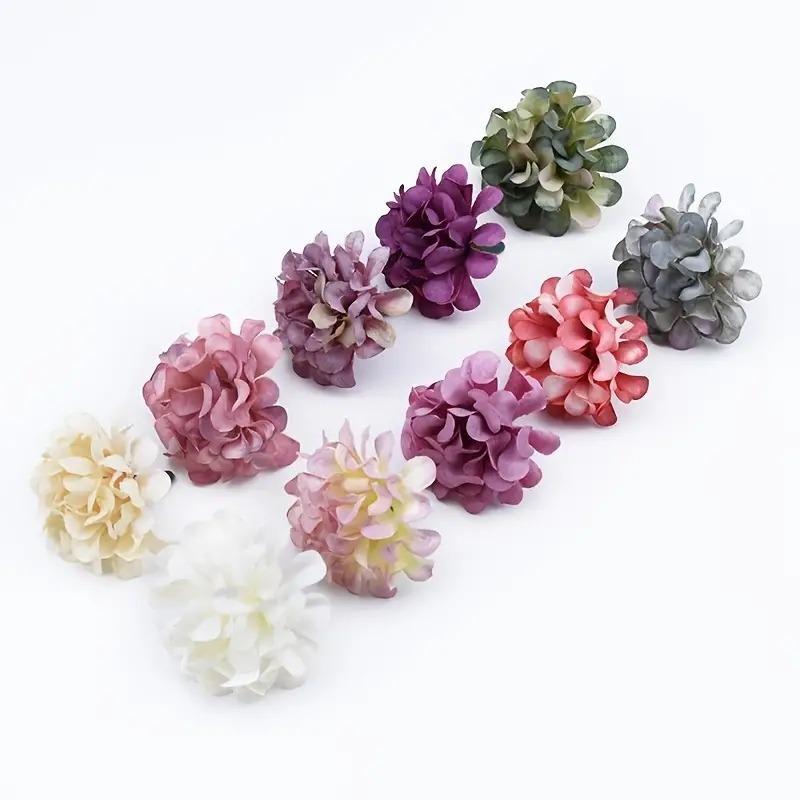 Random Color Artificial Hydrangea Flower, 30pcs Faux Hydrangea Flower Head for DIY Spring Decor, Decorative Flowers & Plants for Home & Wedding Party Decor