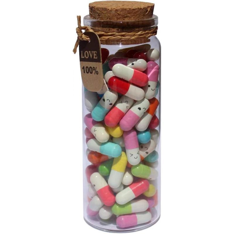 Cute Capsules in a Glass Bottle Lovely Notes Couples Gifts for Him Her Boyfriend Girlfriend Mom Birthday Anniversary Valentines (Mixed Color 90pcs) Cup