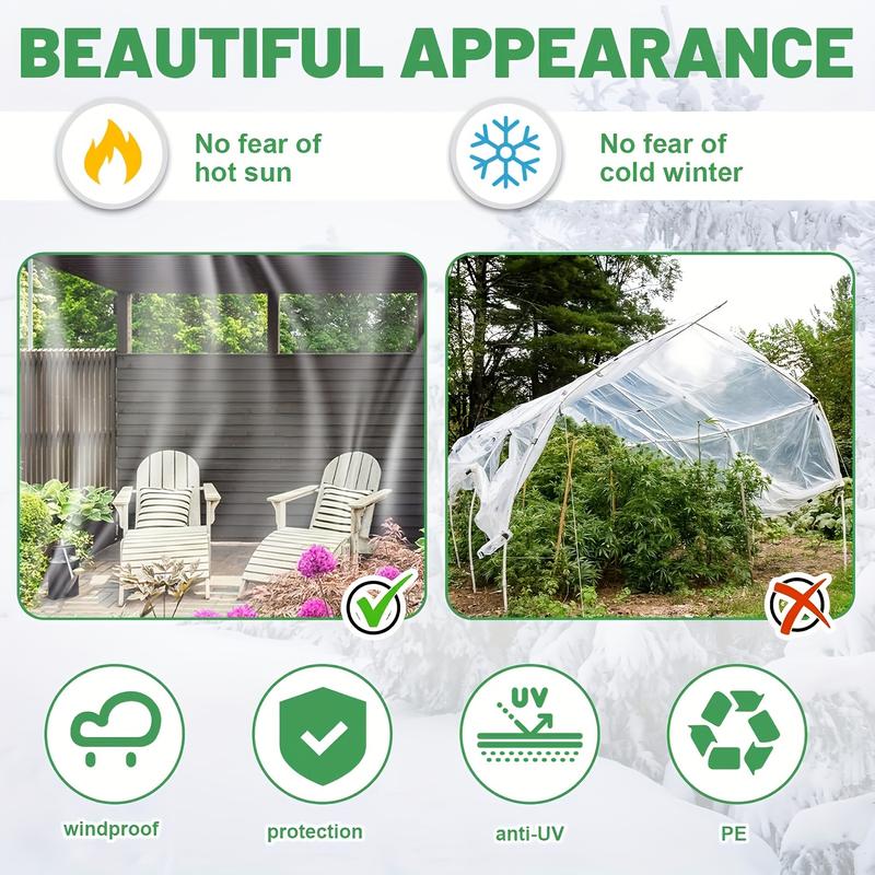 Clear Waterproof Tarp with Seal Ring - Rainproof Outdoor Garden Cover for Patio, Chicken Coop, Porch Canopy & Camping