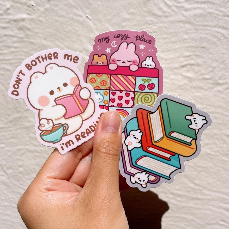 StickyRiceCo Cozy Bookish Heavy Duty Waterproof Vinyl Diecut Stickers