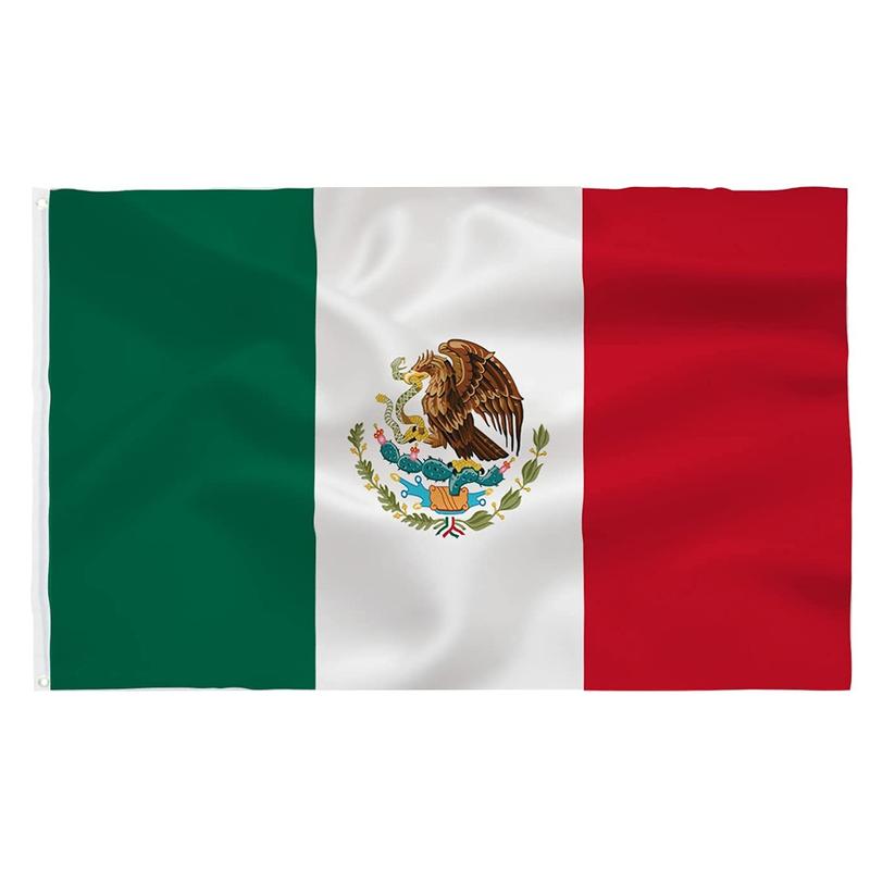 Mexico Flag 3x5 Foot- Mexican National Flags Indoor Outdoor Quality Polyester with Vivid Color Brass Grommets Decorations