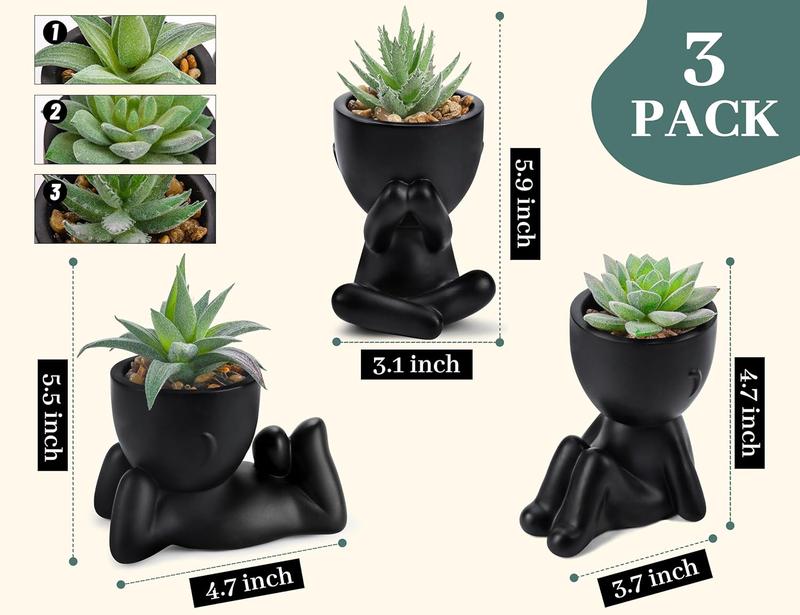 3 Pieces Fake Succulents Plants Artificial for Black Bathroom Bedroom Home Room Decor