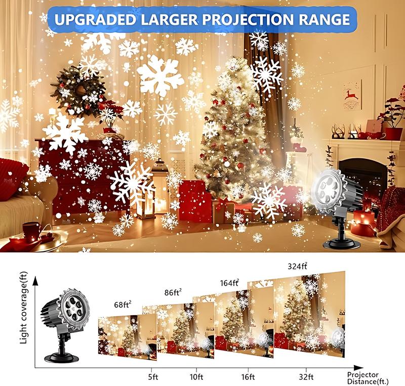 [Christmas gift]Christmas Head Snowflake Projection Lights,  Outdoor LED Christmas Lights IP65 Waterproof, Rotating Snow Lamp Brighter LED Landscape for Xmas Holiday Party Decoration