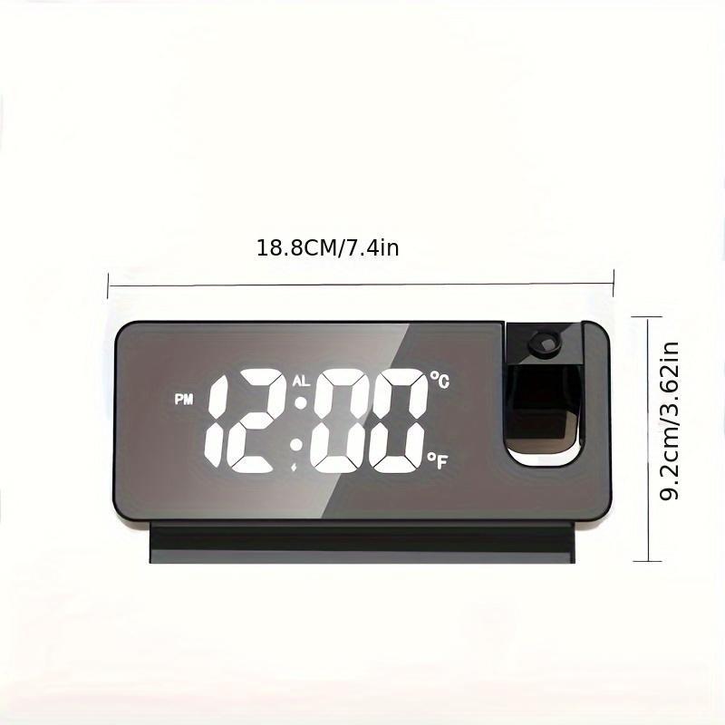 Projection Alarm Clock, LED Electronic Alarm Clock, Mirror Alarm Clock for Bedroom, with Large Display, Temperature, Adjustable Brightness, Snooze