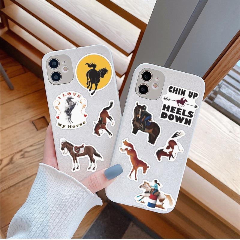 Horse Pattern Sticker (50pcs set), Western Horse Decorative Sticker, DIY Decals for Water Bottle, Laptop, Phone Case, Scrapbooking, Journal Making