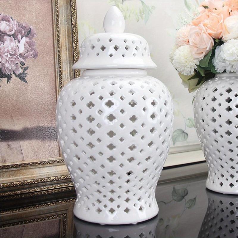 2024 HOT Ceramic Ginger Jar Vase Temple Jar with Lid Decor Storage Jar Handicraft