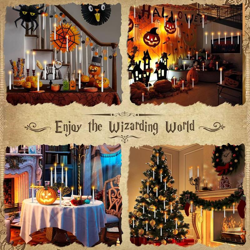 Flameless Taper Floating Candles with Magic Wand Remote,Indoor Christmas Home Decor,Flickering Warm Light Gift Ornaments Wedding,Halloween Decorations