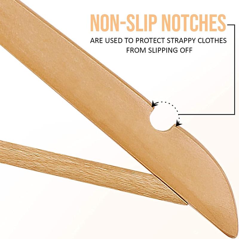 Premium Wooden Clothes Hangers 30 Pack - Durable and Slim - 360 Degree Swivel Hook - Wooden Clothes Hanger Hanging Organizer with Shoulder Slot