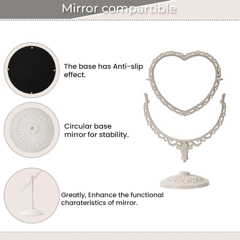 7 Inch Vintage Heart Mirror - Elegant Desk Makeup Mirror with Double Sided 360 Degree Rotation Vanity Mirror for Room Decor (1 Counts)