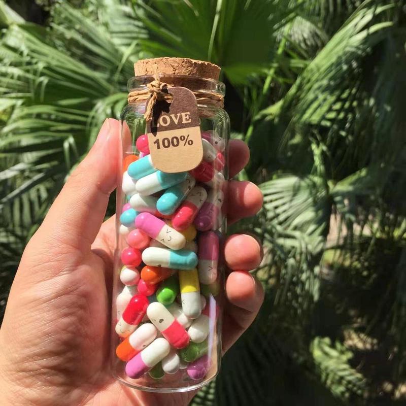 Cute Capsules in a Glass Bottle Lovely Notes Couples Gifts for Him Her Boyfriend Girlfriend Mom Birthday Anniversary Valentines (Mixed Color 90pcs) Cup