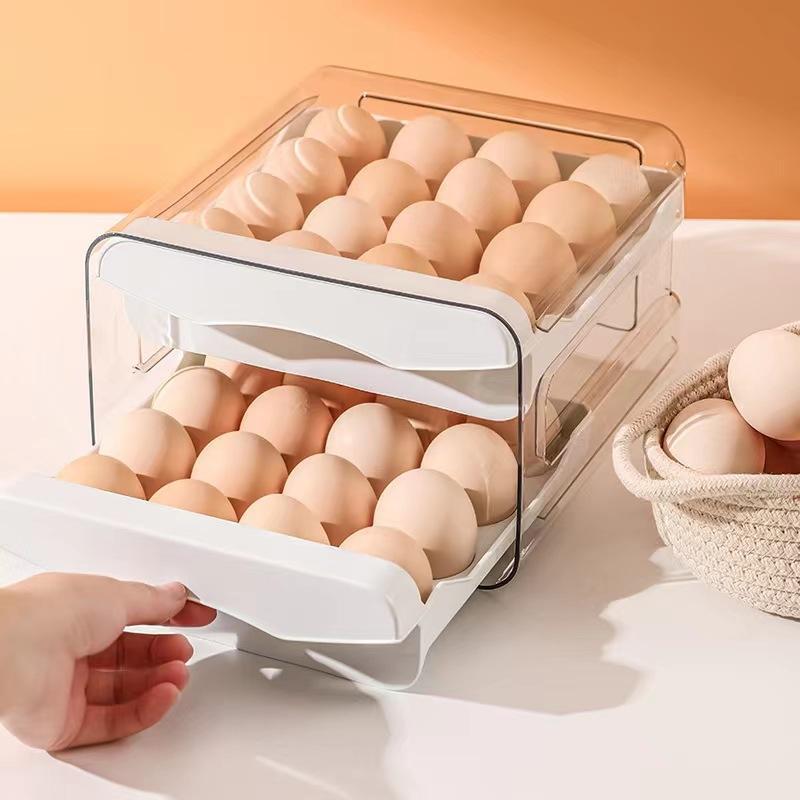 Double Layer Egg Storage Box, 1 Count 32 Grids Refrigerator Egg Organizer, Egg Holder, Household Egg Storage Box, Refrigerator Organizer