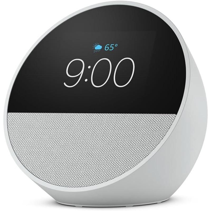 All-new Echo Spot (2024 release), Great for nightstands, offices and kitchens, Smart alarm clock with speaker and Alexa, Black