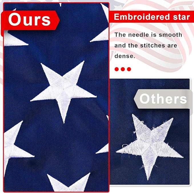 Ultimate American Flag 3x5 FT Embroidered Stars, Sewn Stripes, Durable Brass Grommets, USA Flag for All Weather Conditions Banners Gift Lightweight