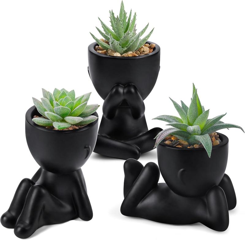 3 Pieces Fake Succulents Plants Artificial for Black Bathroom Bedroom Home Room Decor