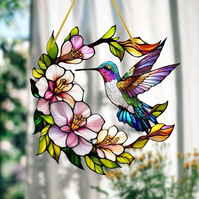 Hummingbird Design Sun Catcher, 1 Count Artistic Acrylic Window Hanging Decor, Bird-themed Multipurpose Decoration for Home & Porch