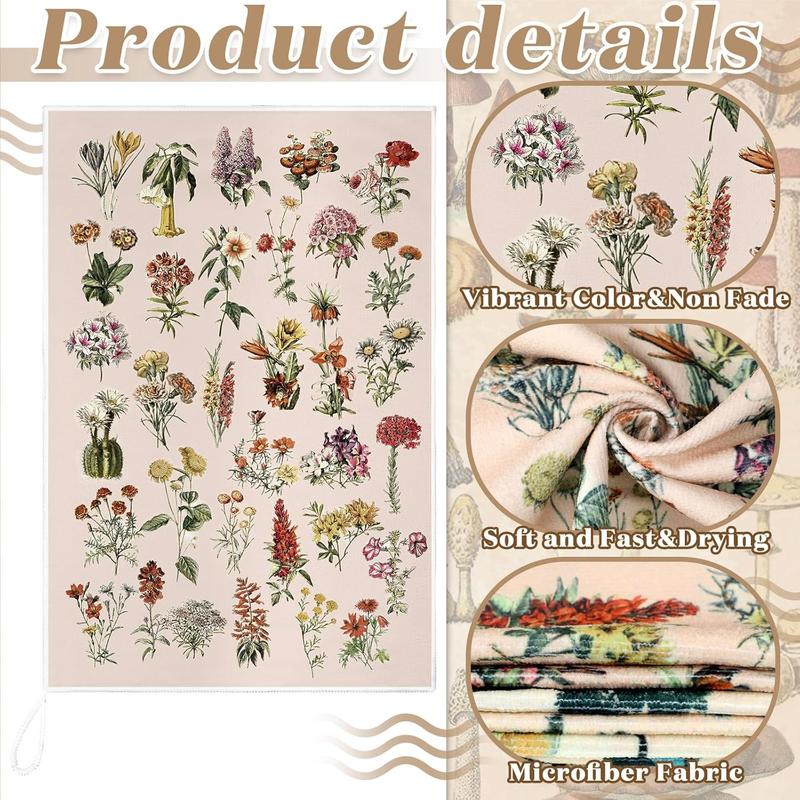 4 Count Vintage Kitchen Towels Forest Mushroom Dish Towels Wildflower Tea Towels Butterfly Plants Hand Towels Absorbent Floral Towel for Holiday Kitchen Bathroom Farmhouse Housewarming Gifts Cleaning Cleaning Cleaning Cleaning Cleaning Cleaning