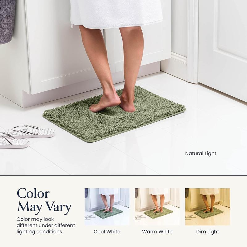 Bathroom Rugs Sets 2 Piece- Plush Bath Mat Set Quick-Dry Soft Chenille Bathroom Mat With Rubber Backing, Absorbent Bathroom Rug Set, Washable Bath Rugs For Bathroom- Bath Mats 24x17