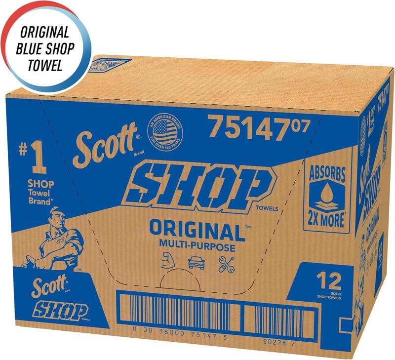 Scott Blue Shop Towels 75147, 55 Sheets Roll, 12 Rolls Carton