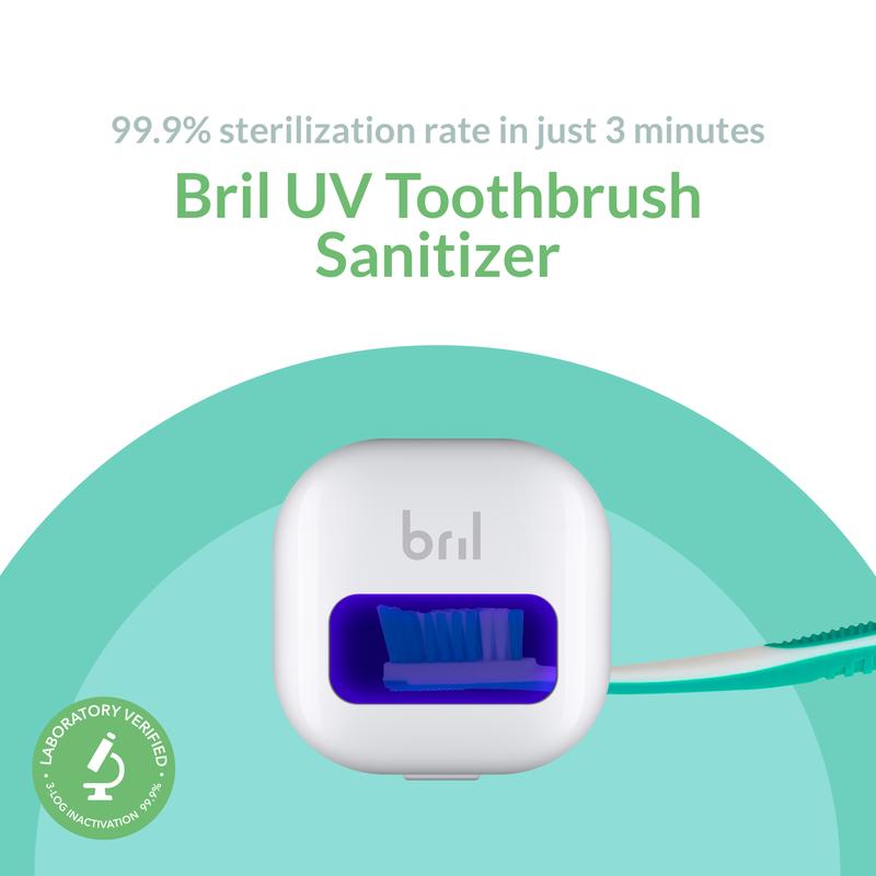 Bril UV Toothbrush Sanitizer, Sterilizing Travel Case, and Magnetic Holder for All Size Toothbrush Heads Light Organiser Rechargeable Rubber