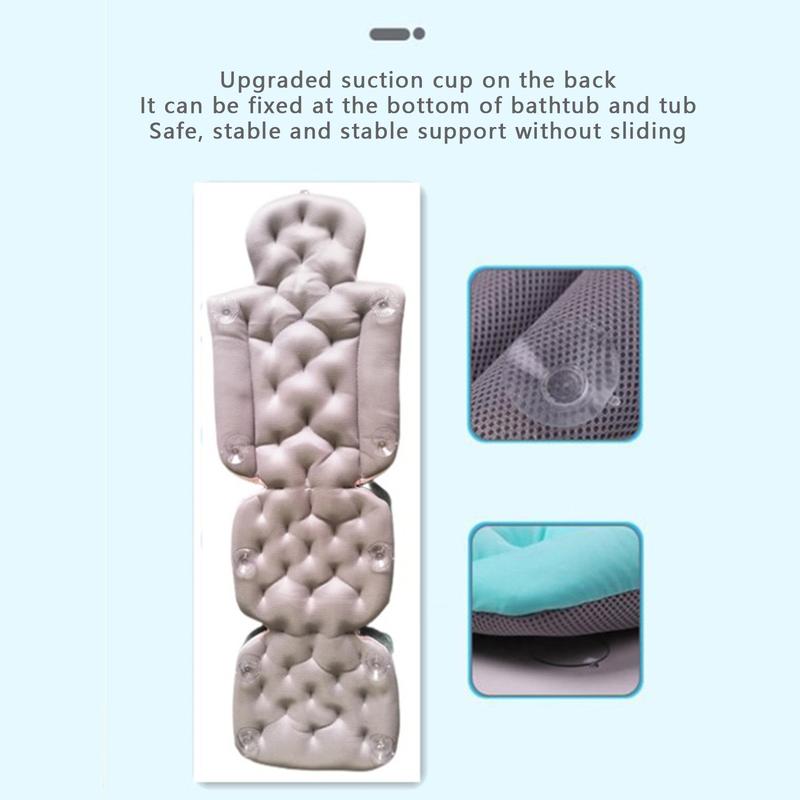 Adult Bath Pillow for Bathtub, Full Body Mat Quick Dry Ergonomic Headrest Cushion