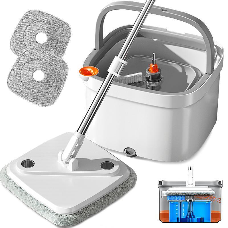 Spin Mop and Bucket with Self Separation Dirty and Clean Water System, Self Wringing 360° Rotating Clean Mop-Head and Bucket Set for Hardwood Tile Marble Floor