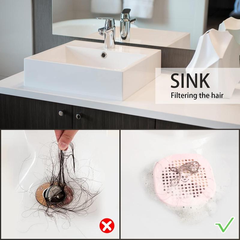 2 Pack Drain Hair Catcher Durable Silicone Bathroom Accessories Shower Drain Protector Sink Drain Strainer Hair Stopper for Shower Kitchen Bathroom Tub Grey