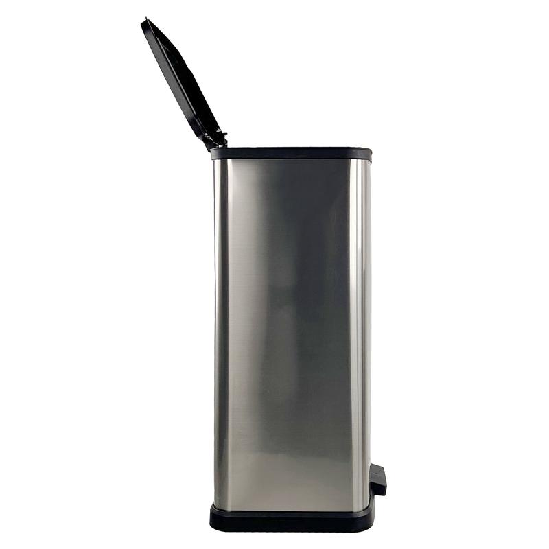 13.2 Gallon Trash Can, Plastic Rectangular Step Kitchen Trash Can, Silver