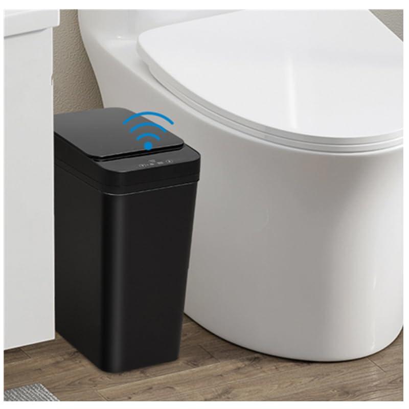 Bathroom Trash Can, Smart Touchless Automatic Motion Sensor Compost Bin with Lid, Plastic PP Rubbish Can for Kitchen, Bathroom, Office, Bedroom