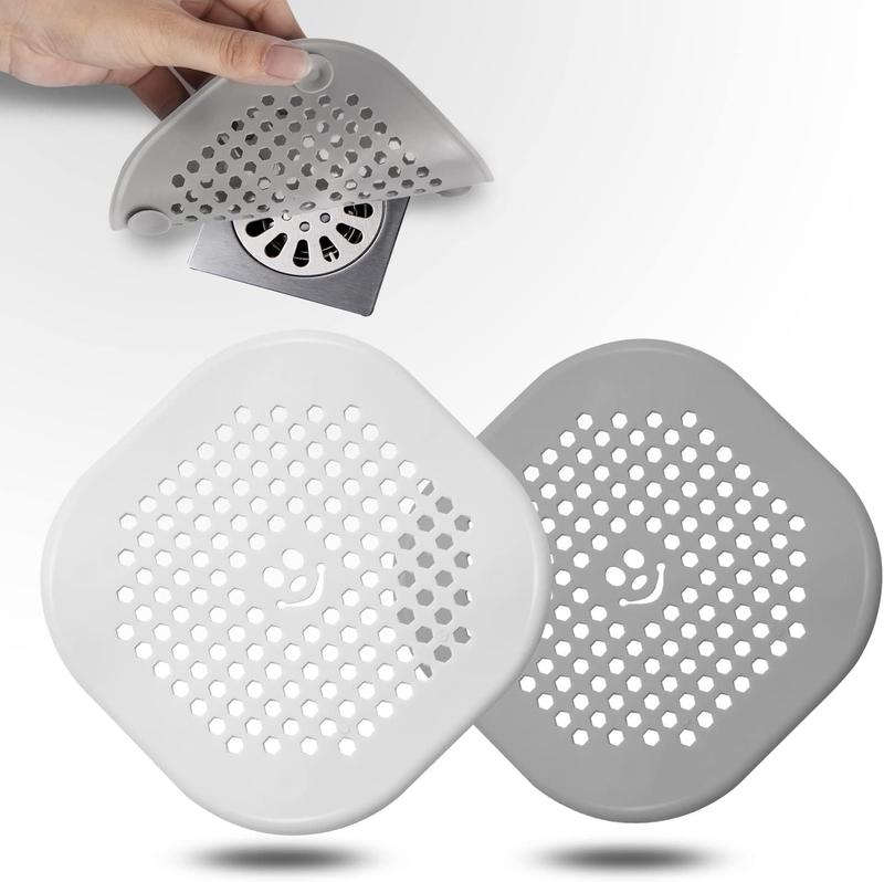 2 Pack Drain Hair Catcher Durable Silicone Bathroom Accessories Shower Drain Protector Sink Drain Strainer Hair Stopper for Shower Kitchen Bathroom Tub Grey