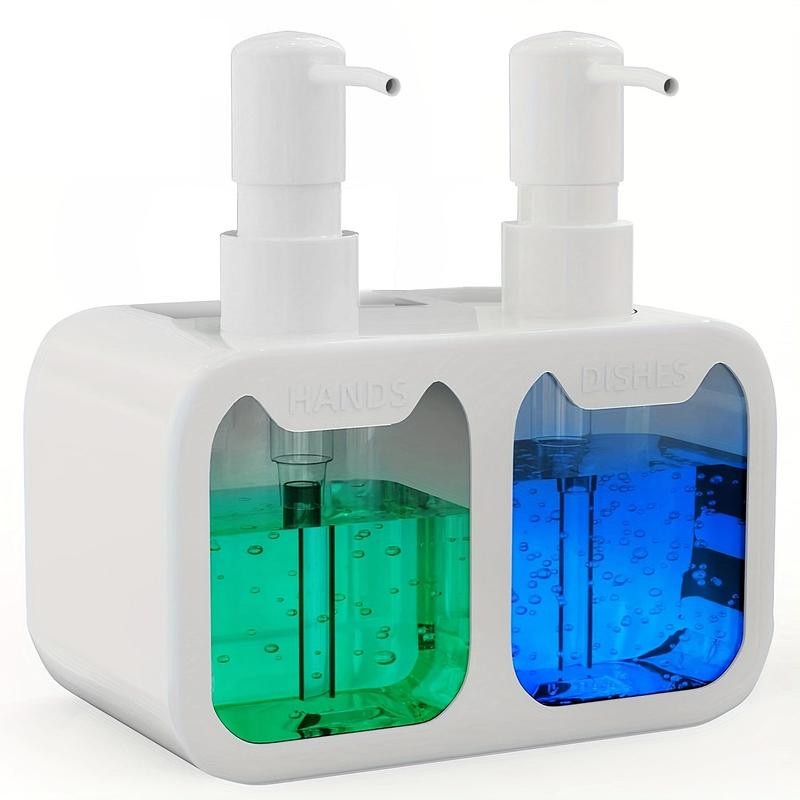 Oylik Kitchen Soap Dispenser Set with Pump, Dual Soap Dispenser & Dish Soap Dispenser with Sponge Holder for Kitchen, Bathroom kitchen