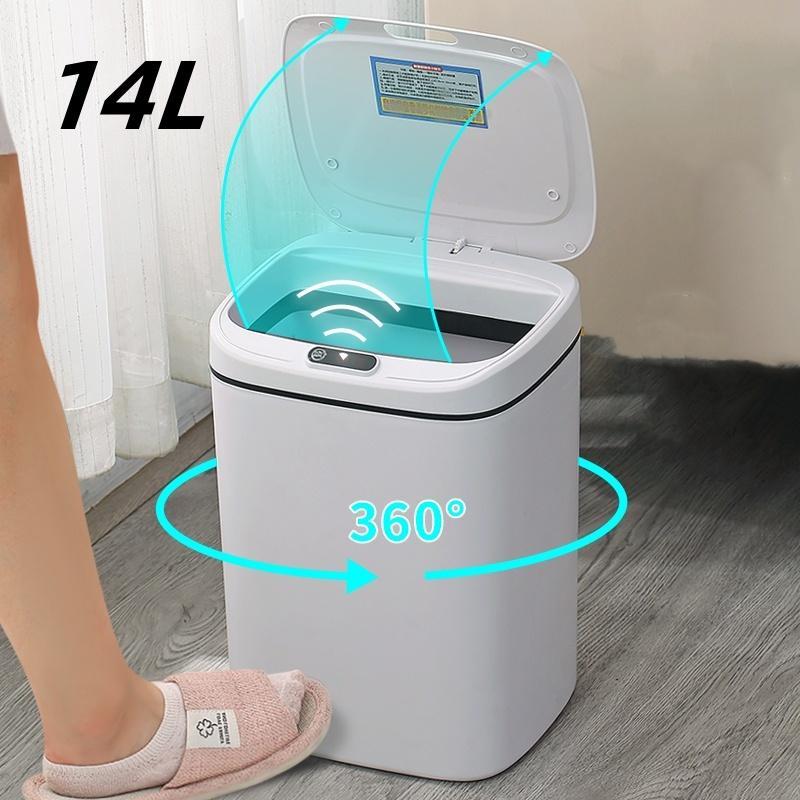 Automatic Sensor Trash , 1 Count 14L Large Capacity Smart Trash Bin, Battery Powered, Trash Cans for Kitchen, Portable Trash Can for Home Bedroom Office, Household Smart Garbage Can, Kitchen Aid Appliances (without Battery)