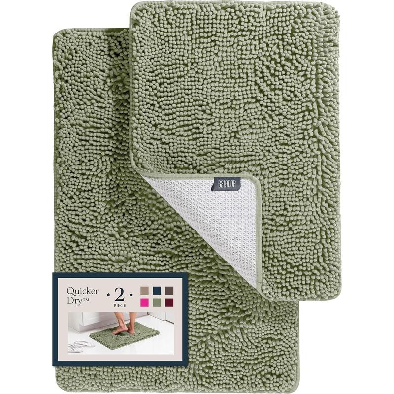 Bathroom Rugs Sets 2 Piece- Plush Bath Mat Set Quick-Dry Soft Chenille Bathroom Mat With Rubber Backing, Absorbent Bathroom Rug Set, Washable Bath Rugs For Bathroom- Bath Mats 24x17