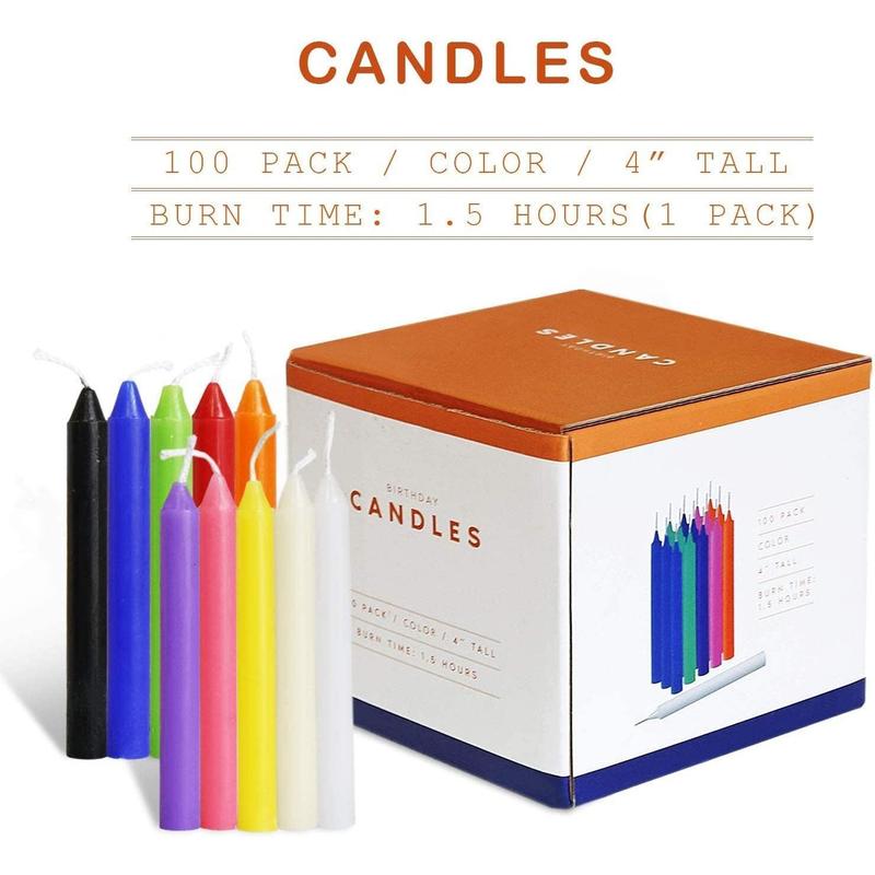 100 pcs Unscented Assorted Colors Mini Taper Candle | 4 