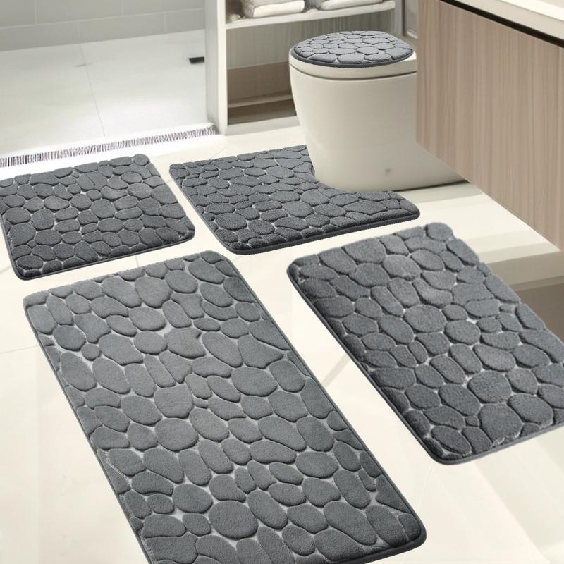 5PCS Checkered bathroom carpet set, memory foam bath mat, non slip super absorbent soft bathroom mat, machine washable bathroom floor mat set, suitable for sink, bathtub, shower and toilet