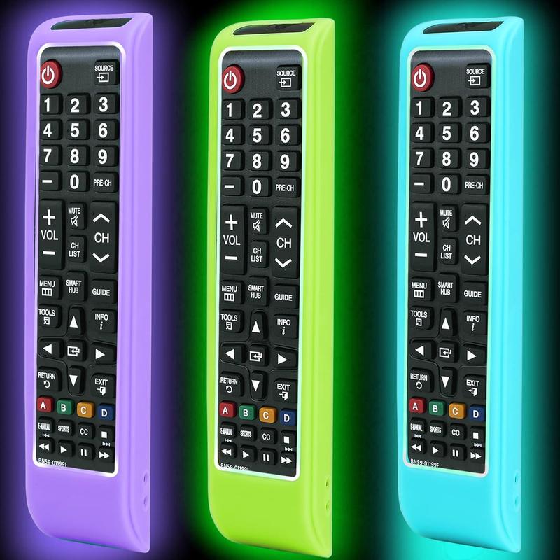 3 Pack Remote case for  TV Controller,  Remote Cover for BN59-01199F  Remote Control,  TV Remote  Sleeve Glow in The Dark Purple Green Blue Purple