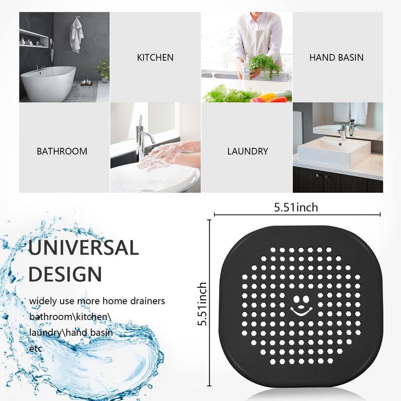 2 Pack Drain Hair Catcher Durable Silicone Bathroom Accessories Shower Drain Protector Sink Drain Strainer Hair Stopper for Shower Kitchen Bathroom Tub Grey