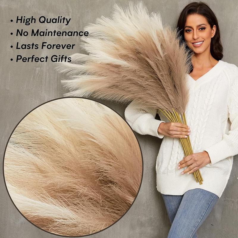 Faux Pampas Grass, 9 count 37'' 3.1FT Tall Fluffy Fake Pompas Floral, Large Artificial Pompous Grass Branches for Floor Vase Fillers, Boho Farmhouse Room Wedding Decor (Mixed Color)