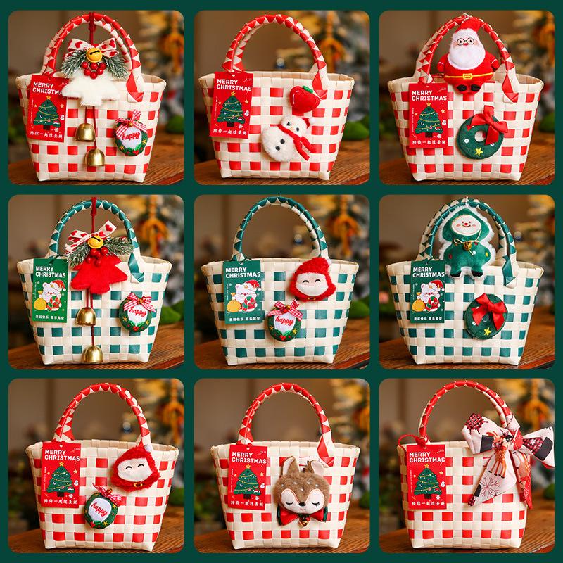 Christmas Gift 2024 New Christmas Eve Apple Gift Box Portable Christmas Small Gift Basket Candy Packing Bag