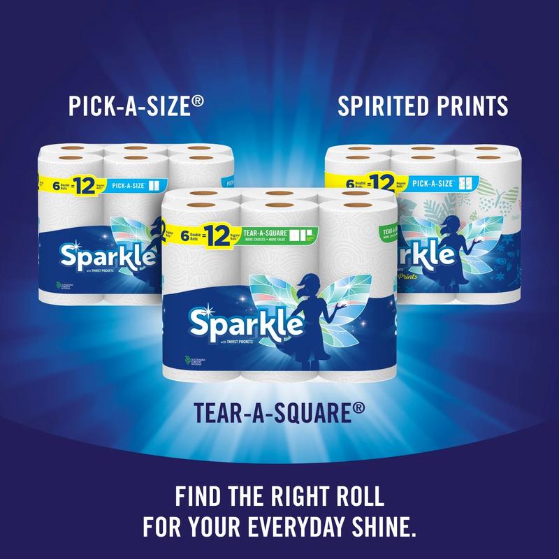 Sparkle Tear-a-Square Paper Towels, 6 Double Rolls