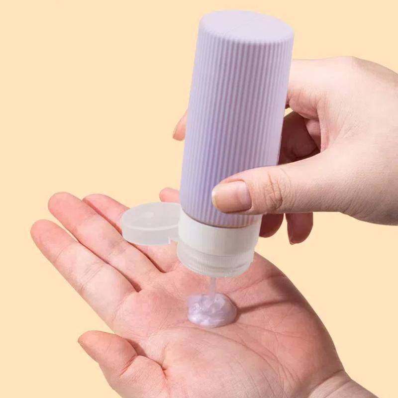 Empty Silicone Travel Bottle, 4 Counts set Lotion Shampoo Press Bottle, Dustproof Storage Bottle for Home & Travel