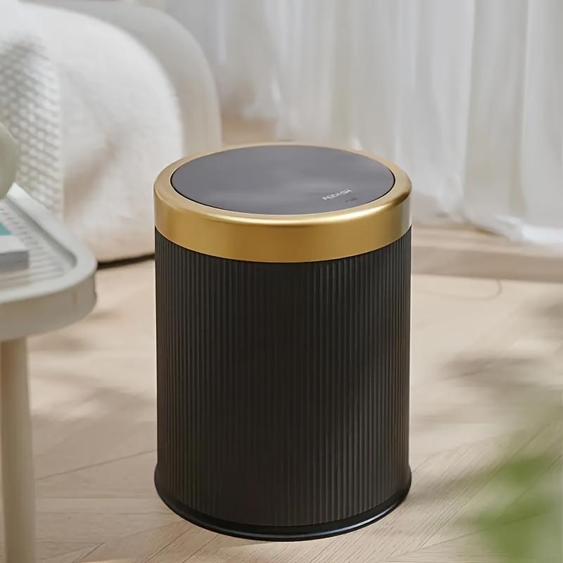 Round Trash Can with Lid, 1 Count Household Trash Bin, Kitchen Trash Waste Can, Bathroom Waste Container for Living Room