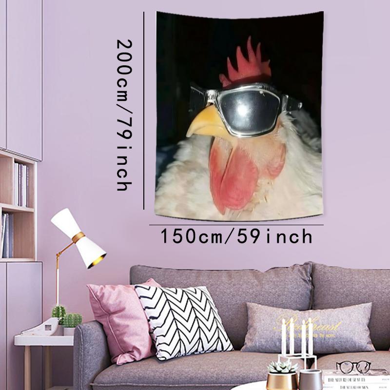 Chicken with Sunglasses Pattern Tapestry, Aesthetic Wall Hanging Decor, Wall Art for Home Living Room Bedroom Office Study Room