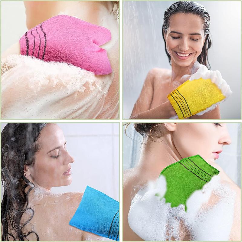 12 Pieces Korean Exfoliating Mitt Exfoliating Cloth Towel Korean Style Body Scrub Korean Style Scrubbing Cloth Bath Body Exfoliating Scrub Towel(Yellow, Green, Blue, Pink, Small) Accessories Cleaning