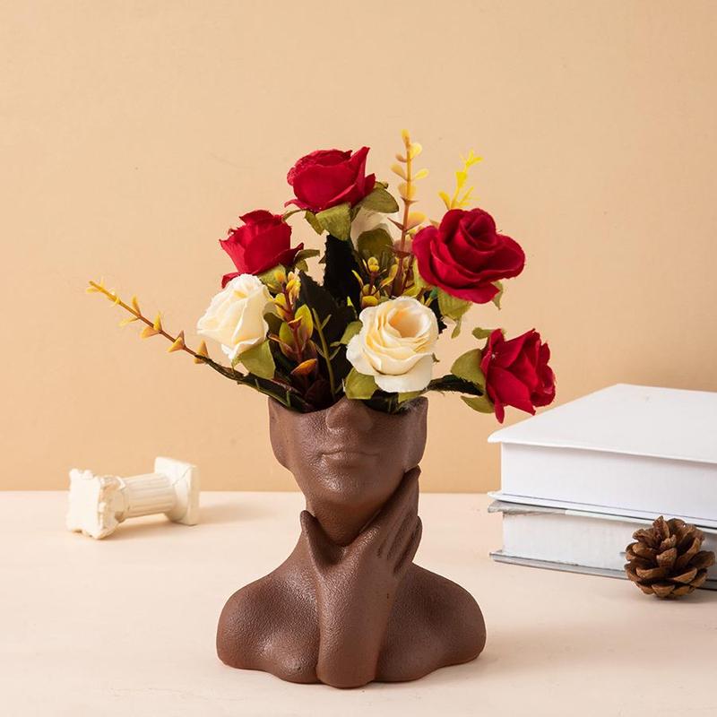 Creative Head Vase without Flower, 1 Count Modern Resin Vase, Flower Arrangement Vase, Home Decor Supplies for Living Room Bedroom Office