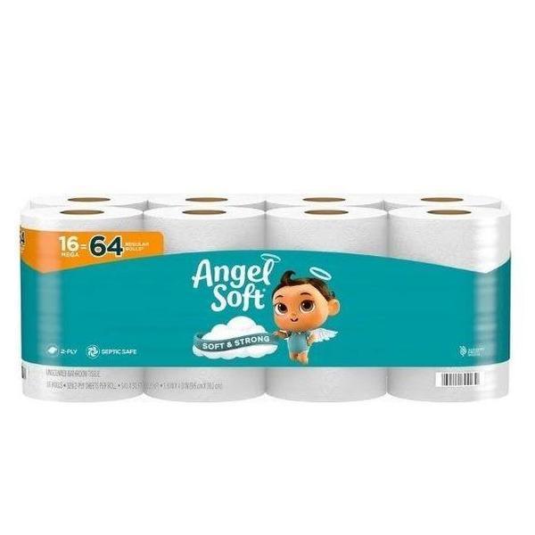 Toilet Paper, 16 Mega Rolls = 64 Regular Rolls, Soft and Strong Toilet Tissue