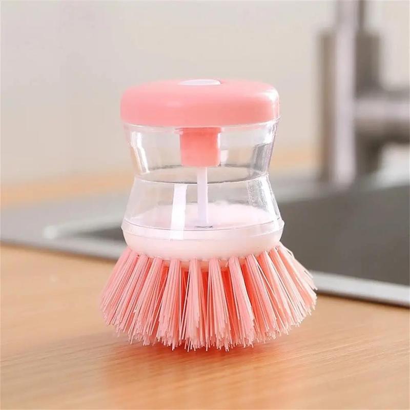 Soap Dispenser Brush, 1 Count Automatic Soap Dispensing Scrub Brush for Pot Pan Kitchen Sink, Liquid Filling Cleaning Brush