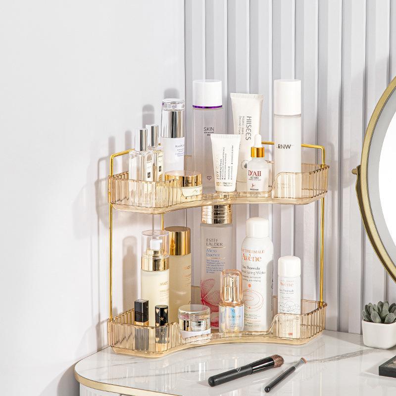 Corner Bathroom Counter Storage Rack, 1 Count Multi-layer Cosmetic Perfume Storage Holder, Space Saving Makeup Organizer for Bathroom Counter