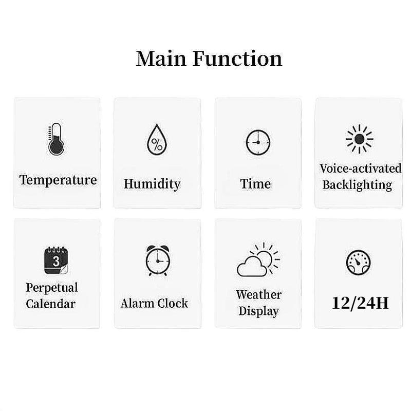 USB Powered Voice Control Digital Weather Clock, Electronic Clock without Battery, Alarm Clock with Temperature Humidity Weather Forecast, Home Decor Supplies