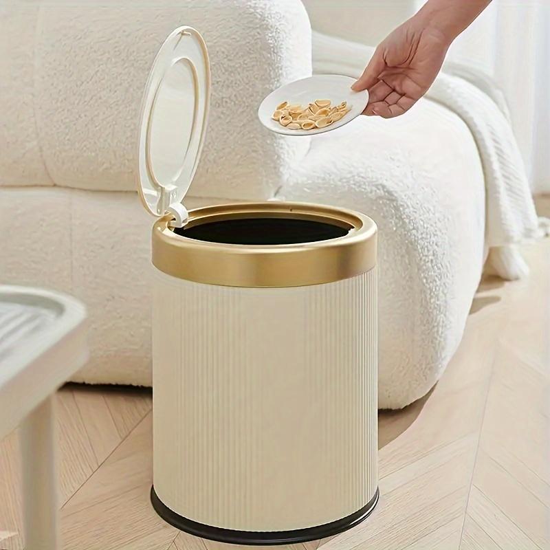 Round Trash Can with Lid, 1 Count Household Trash Bin, Kitchen Trash Waste Can, Bathroom Waste Container for Living Room