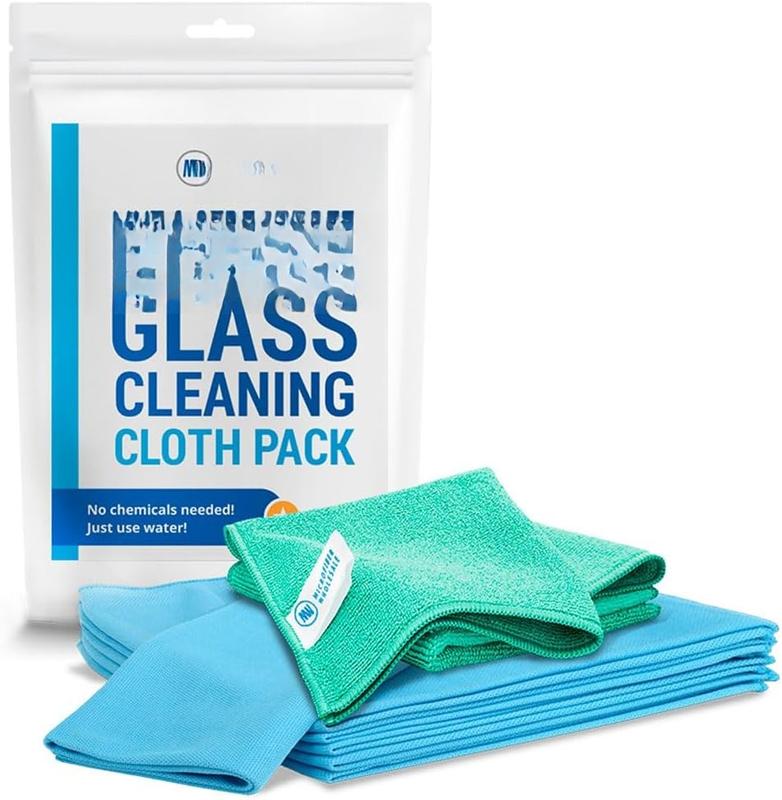 Glass Cleaning Cloths | Streak Free Windows & Mirrors | Lint Free Towels |  Windows Wipes | Polishing Rags | Machine Wash- Blue, Green (8 Pack)